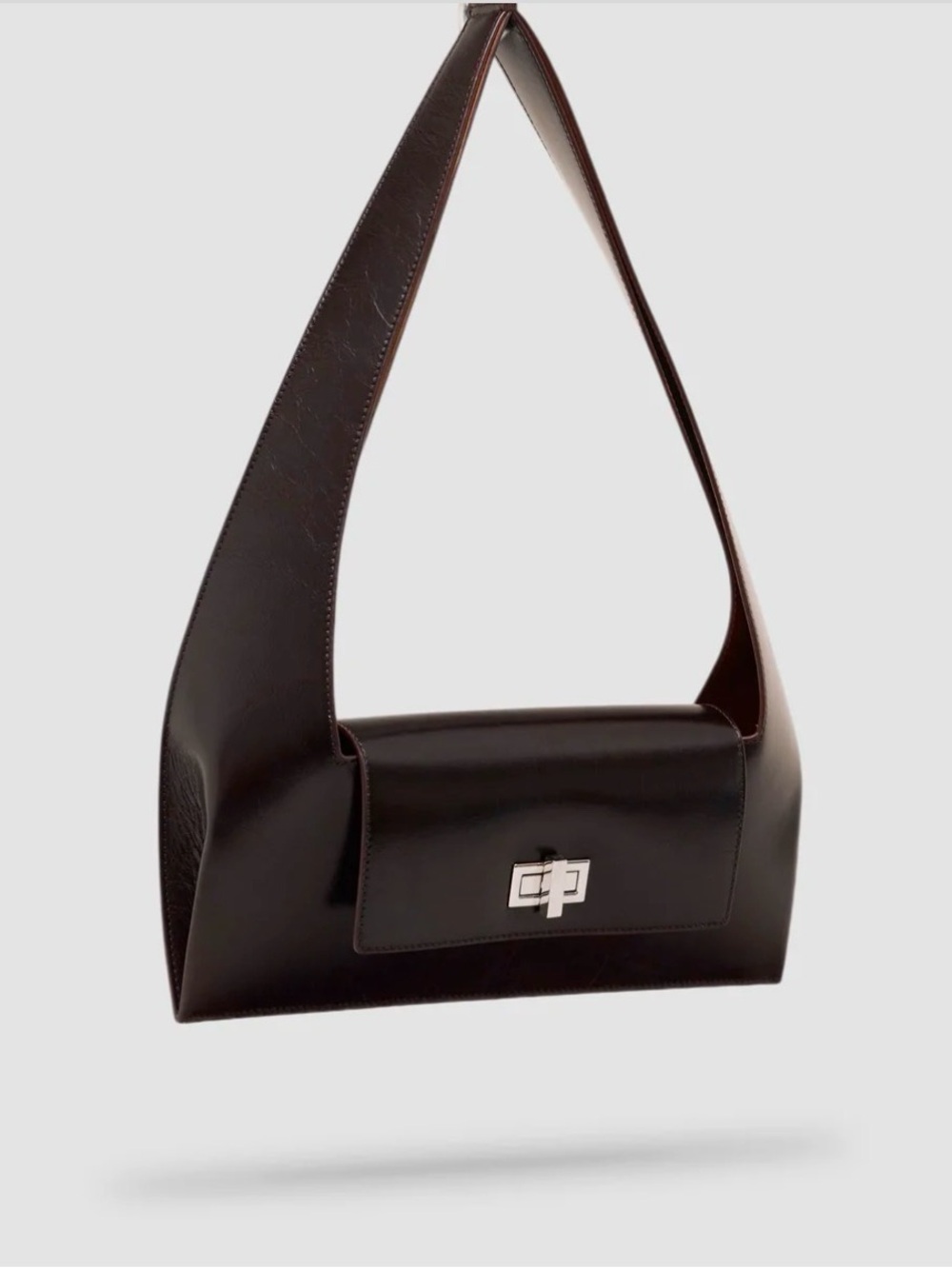 Dark Brown Leather Baguette Purse
